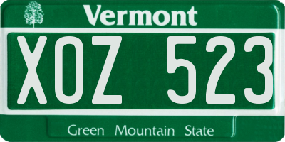 VT license plate XOZ523