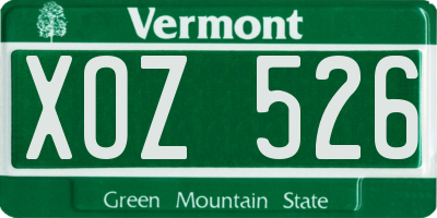VT license plate XOZ526