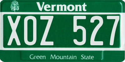 VT license plate XOZ527