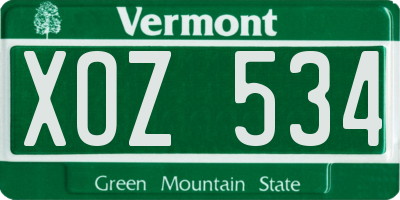 VT license plate XOZ534
