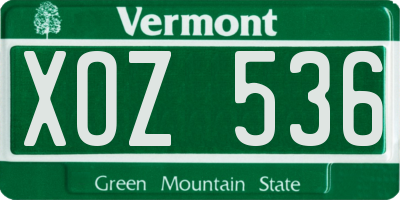 VT license plate XOZ536