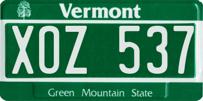 VT license plate XOZ537