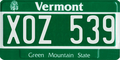 VT license plate XOZ539