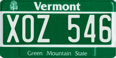 VT license plate XOZ546
