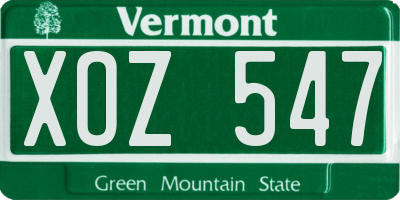 VT license plate XOZ547