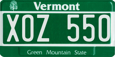 VT license plate XOZ550