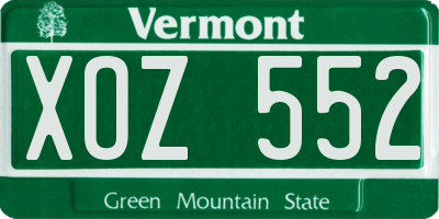 VT license plate XOZ552