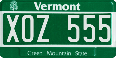 VT license plate XOZ555