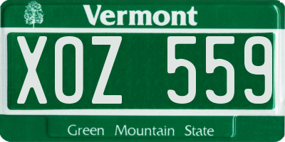 VT license plate XOZ559