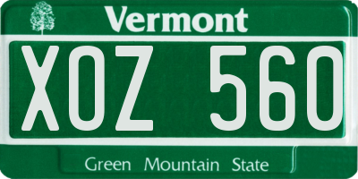 VT license plate XOZ560