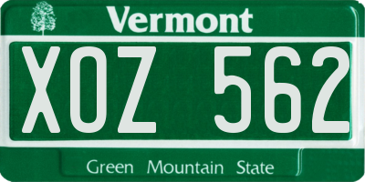 VT license plate XOZ562