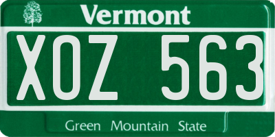 VT license plate XOZ563
