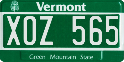 VT license plate XOZ565