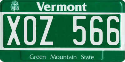 VT license plate XOZ566