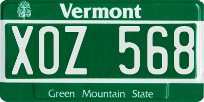 VT license plate XOZ568