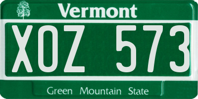 VT license plate XOZ573