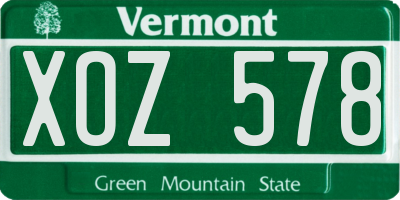 VT license plate XOZ578