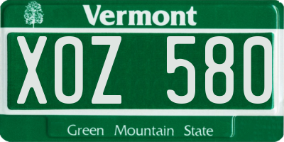 VT license plate XOZ580