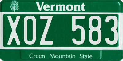 VT license plate XOZ583