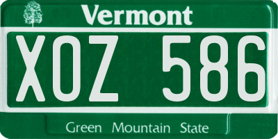 VT license plate XOZ586