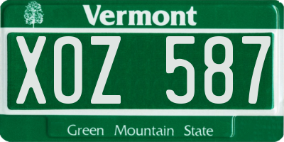 VT license plate XOZ587