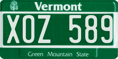 VT license plate XOZ589