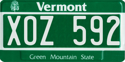 VT license plate XOZ592