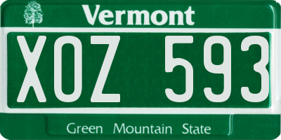 VT license plate XOZ593