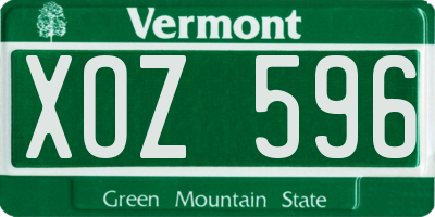 VT license plate XOZ596