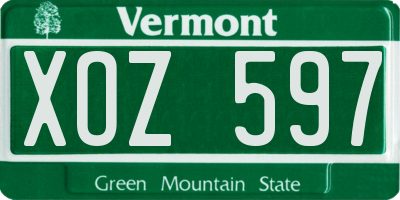 VT license plate XOZ597