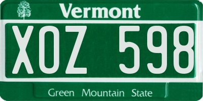 VT license plate XOZ598