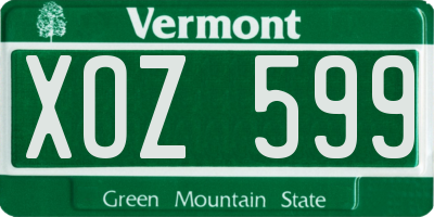 VT license plate XOZ599