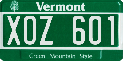 VT license plate XOZ601