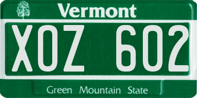 VT license plate XOZ602