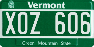 VT license plate XOZ606