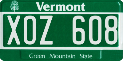 VT license plate XOZ608