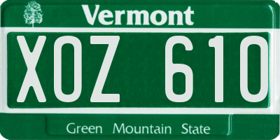 VT license plate XOZ610