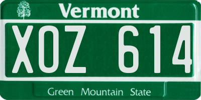 VT license plate XOZ614