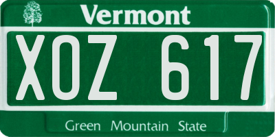VT license plate XOZ617
