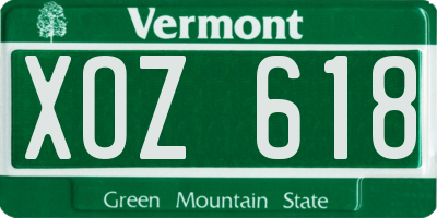 VT license plate XOZ618
