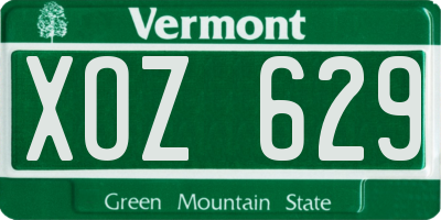 VT license plate XOZ629