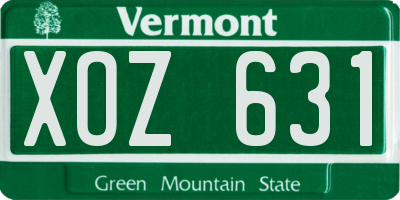 VT license plate XOZ631