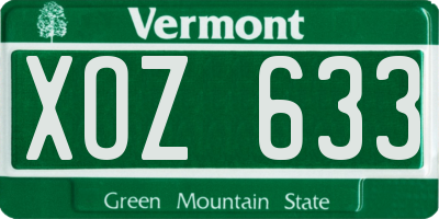 VT license plate XOZ633