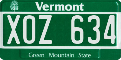 VT license plate XOZ634