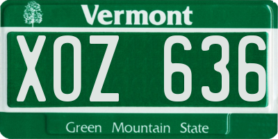 VT license plate XOZ636