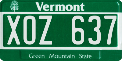 VT license plate XOZ637