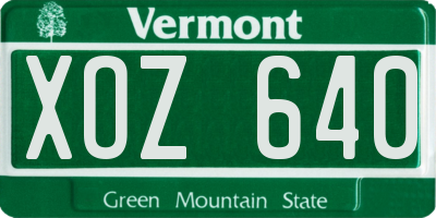 VT license plate XOZ640