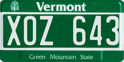 VT license plate XOZ643
