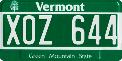 VT license plate XOZ644