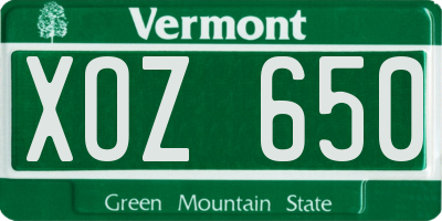 VT license plate XOZ650